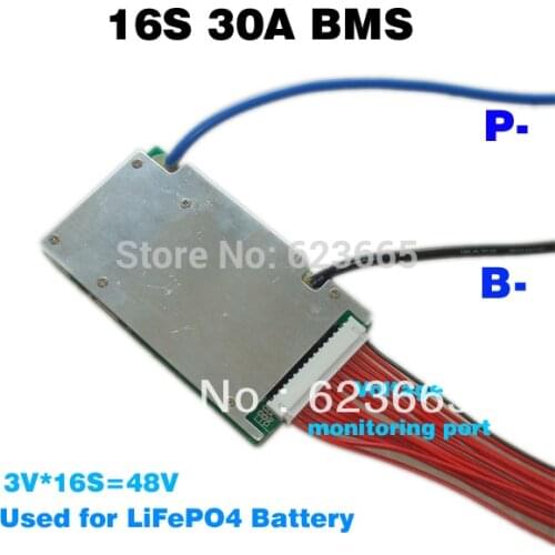48V LiFePO4 battery BMS 3.2V 16S 48V 30A BMS LiFePO4 battery PCM 16S 30A 58.4V BMS
