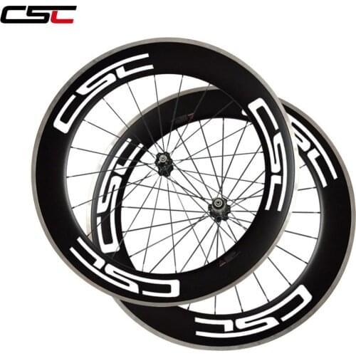 700C 23mm wide 80mm deep clincher carbon bike wheels with Alloy brake track with novatec hub+ sapim cx ray or cn 424 spokes