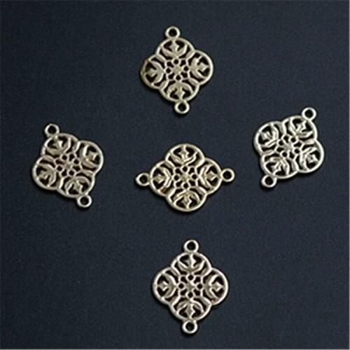 8pcs Gold Plated Chinese Knot Charm Connectors Retro Necklace Earrings Pendant DIY Metal Jewelry Handicraft Making 21*15mm A1319