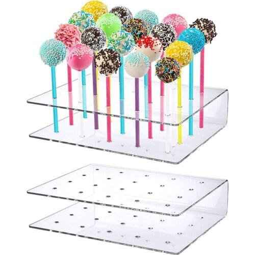 2x 20 Holes Acrylic Lolli Stand Cake Stand Rack for Family Party
