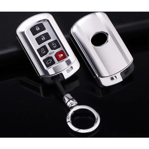 Car Aluminium Alloy Key Holder Cover Case Shell For Toyota Sienna 2018 2019 2020 Key Bag Protector Accessories