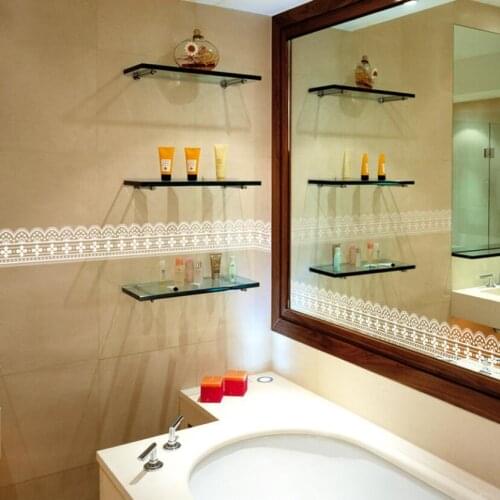 White Lace Floral Wallpaper Borders Bathroom Mirror Decor Waist Line Stickers diy Window Showcase Adhesive Mural Sticker EZ078