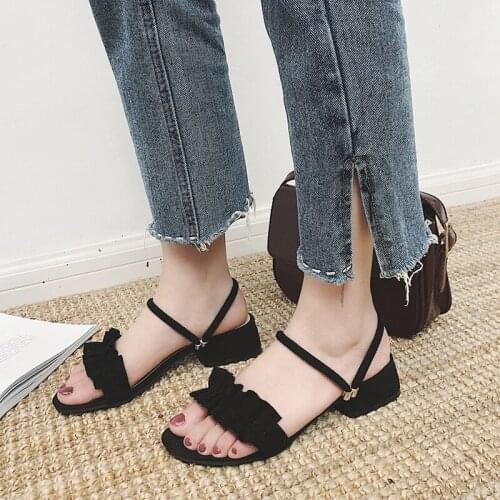 Small Heel Sandals Fairy Style 2020 New Student Versatile Ins Trendy Mid Heel Chunky Heel Internet Celebrity Two-Way Sandals