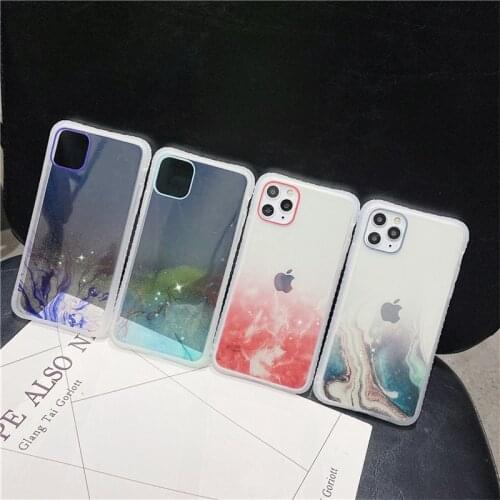 Transparent Epoxy Phone Case For iPhone 11 Pro Max X XR XS Max 7 8 Plus Simple Marbling Pattern Case Cover