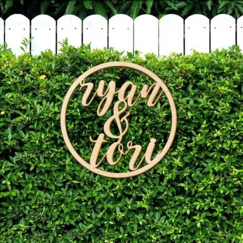 Custom Ampersand Circle Wood Cut Sign - Custom Gift, Personalized Wedding Decor, Wedding Gift, 5 Year Anniversary, Reception Dec