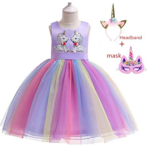 2019 new childrens unicorn show European and American fashion princess birthday gift cosplay dress