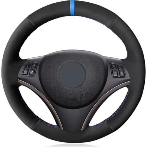 Car Steering Wheel Cover Black Genuine Leather Suede Car Steering Wheel Covers For BMW E90 E91 E92 E93 X1 E84 E87 E81 E82 E88