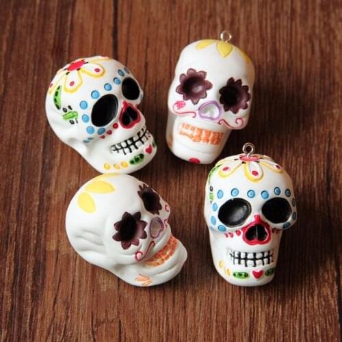 Colorful Skull Head Lovers DIY Cake Decor Dollhouse Home Decoration Phone Case Ornament Mini Craft