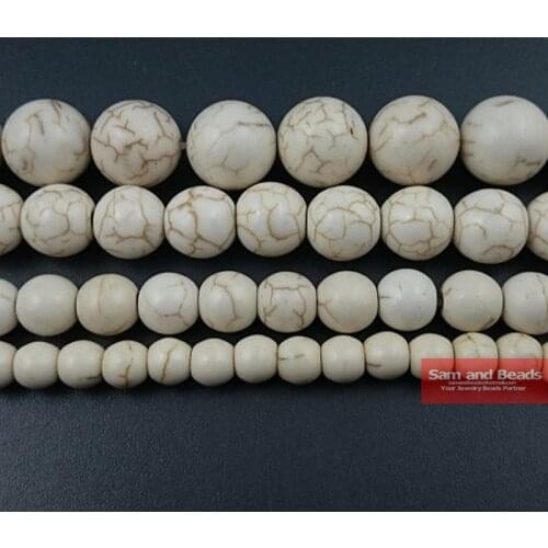 Natural Stone White Howlite Turquoises Round Loose Beads 4 6 8 10 12 MM Pick Size For Jewelry Making WTB21