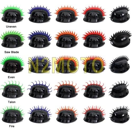 Motorcycle Dirt Racing Bike Saw Blade Even Uneven Talon Fire Flame Mohawk Spike Helmet Sticker Warhawk Ski Strip Black Blue Red