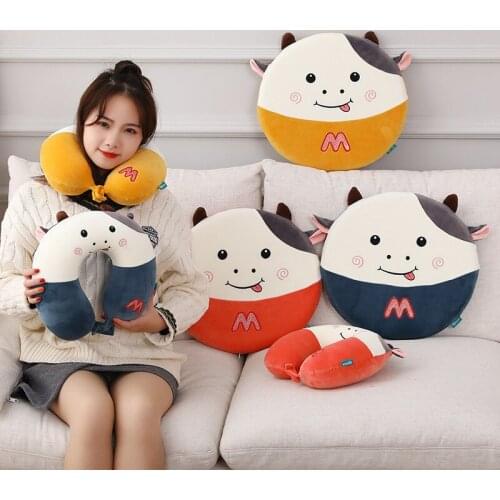 Lovely 40cm Cute Cow Neck Pillow Cushion Plush Doll Toy Soft Cartoon Plant Stuffed Doll Chair Cushion Sofa Kids Birthday Gifts