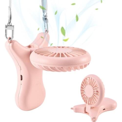 Neck Hanging USB Fan Mini Fan Adjustable 3 Speed Hand Fan Rechargeable Built-in Battery 2000mAh micro USB fan