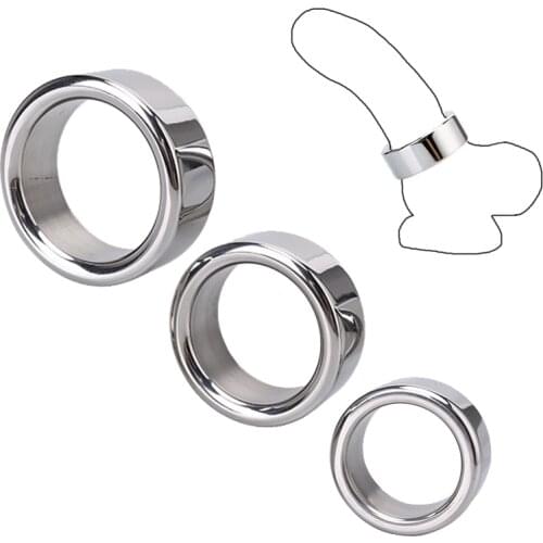 Male Metal Stainless Steel Penis Lock Cock Ring Ball Stretcher Head Delay Time Extend Erection Lasting Testicles Sex Toy for Man