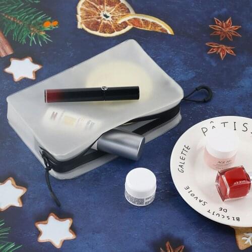 1PCS Soft Film Bag Frosted Transparent Double Zipper Bag Wash Storage Bag Travel Carrying Bag Large Capacity Cosmetic Bag