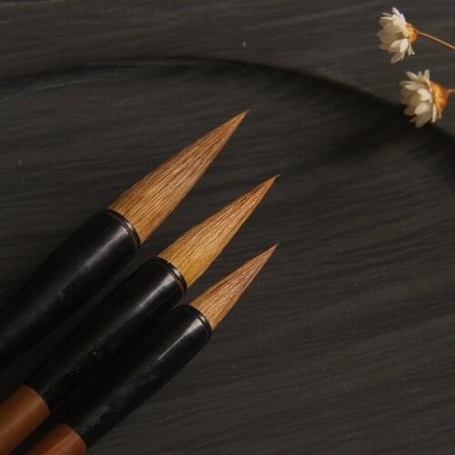 3pcs Chinese Calligraphy Pen Set Caligrafia Pure Weasel Hair Brush Pen Beginner Calligraphy Lian Brush Pen Set Tinta China
