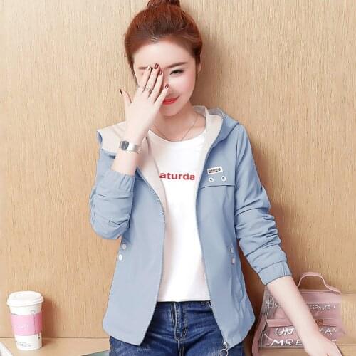 New Jacket 2019 Designer Women Coat Loose Casual Hooded Thin Jacket Section Spring Autumn Korean Long-sleeved Ladies Short Coats