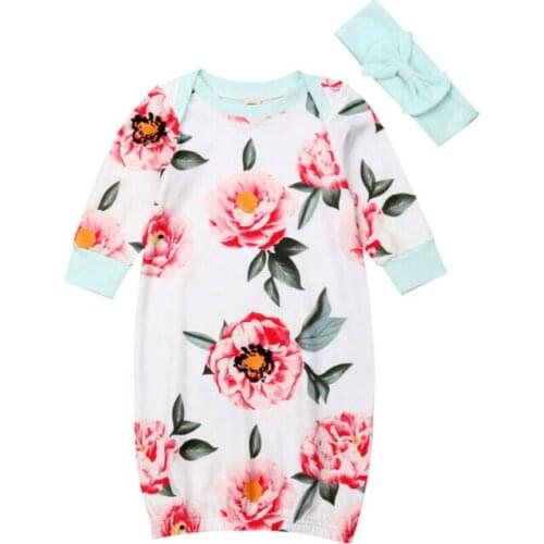 New Baby Girls Newborn Swaddle Long Sleeve Outfits Floral Blanket Lovely