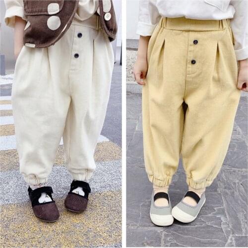 Autumn Korean style boys and girls solid color casual harem pants 2020 cotton all-match trousers