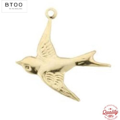 10PCS Bird 14K Gold Filled Pendant Bird Charm Jewelry for DIY Bracelet Necklace Making Jewelry Findings