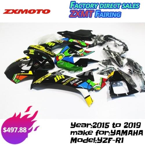 ZXMOTO Full Fairing Panel Kit Plastic Bodywork For 2015 To 2019 YAMAHA YZF R1 15 Blue Green Yellow Mororcycle Accessories