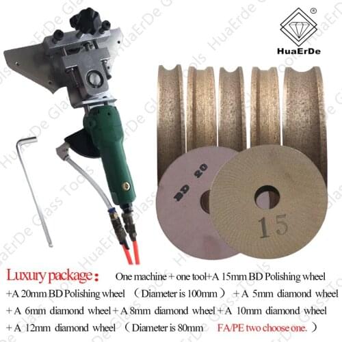 Portable pneumatic chamfering machine, Deluxe Package, with diamond wheel polishing wheel