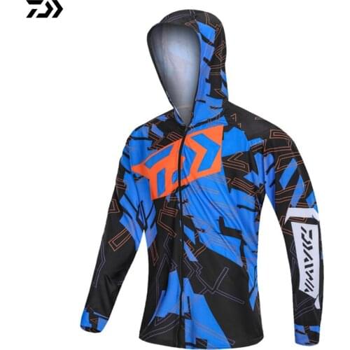DAIWA Shirt Outdoor Sports Fishing Clothing Men Fishing Shirts Long Sleeve Breathable Quick Drying Coat Hooded Fishing Clothes