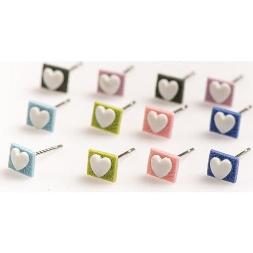 Interesting Heart Shape Ceramic Earrings Fashion Gift Ear Studs Jewelry Wholesale For Women Girl #LY435