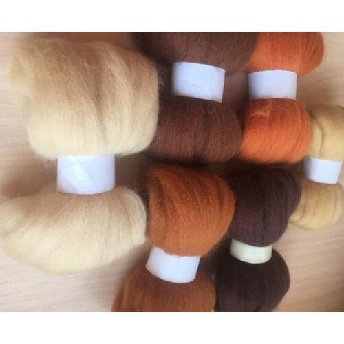 Wfpfbec needle felting wool 66S wool roving wool felt wool 10g/12pcs/lot 120g+gift free shipping