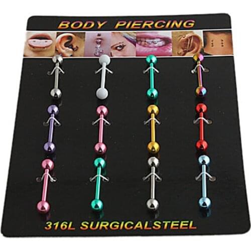 Starbeauty 1pc or 1 Lot Mixed Color Tongue Piercing Tongue Ring Helix Industrial Piercing Nipple Piercing Barbell Sexy Jewelry