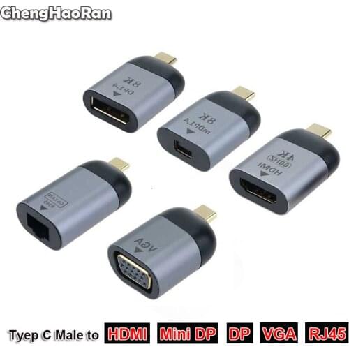 Type-C Male to HDMI/VGA/DP/RJ45/Mini DP Female Video Converter 4K 60Hz USB-C Type C Adapter For Samsung Huawei Xiaomi MacBook
