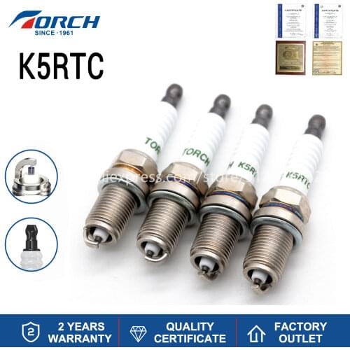 Pack of 4-8) Brand New TORCH Spark Plug K5RTC Replacement Denso K20PR-U Autolite 3926 AC Delco FR5LS Champion C10YCC Ignition
