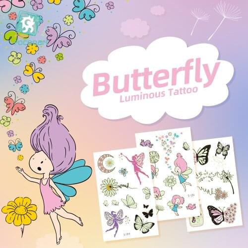 Temporary Tattoos Sticker For Women Body Art Tattoo Sticker Luminous Butterfly Flower Feather Tattoo Waterproof Birthday Gift
