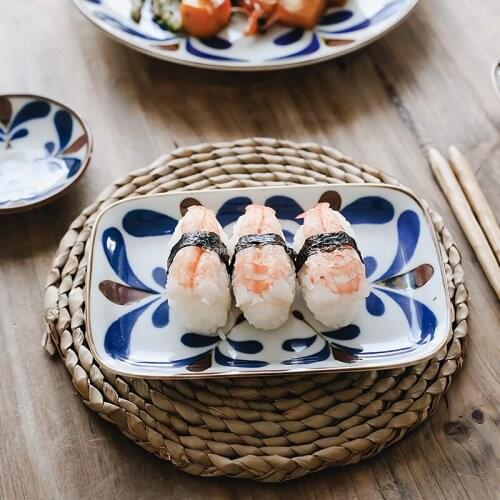 Japanese Creative Design Retro Handmade High-quality Ceramic Tableware Rectangular Small Plate Dish Household Plate