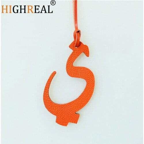 HIGHREAL Custom Made Luxury Genuine Leather Character Alphabet Arabic Letter Y Keychain Women Bag Charm Backpack Pendant
