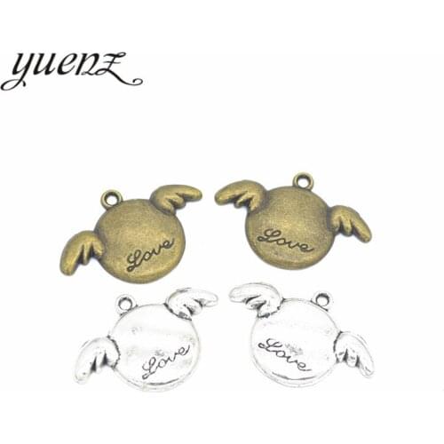 YuenZ 10pcs Antique silver color Metal Alloy Round Alphabet English Message Charms Pendants Diy Jewelry Accessories 28*19mm S221