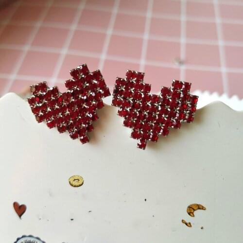 2019 Korean Version Of The New Fashion Jewelry Red Love Crystal Earrings Bohemian Statement Earrings Female Elegant Earrings