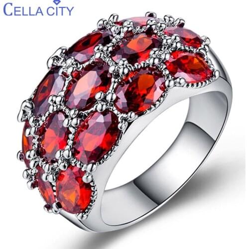 Cellacity Luxury 925 Silver Ring For Women With Oval Ruby Gemstone Designer Silver Fine Jewelry Women Party Wholesale Gift