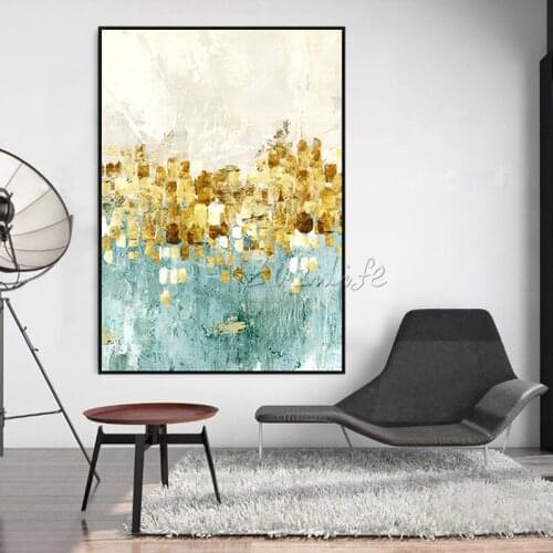Gold art acrylic painting modern abstract texture Canvas painting qudraos cuadros decoracion Wall art Pictures for living room