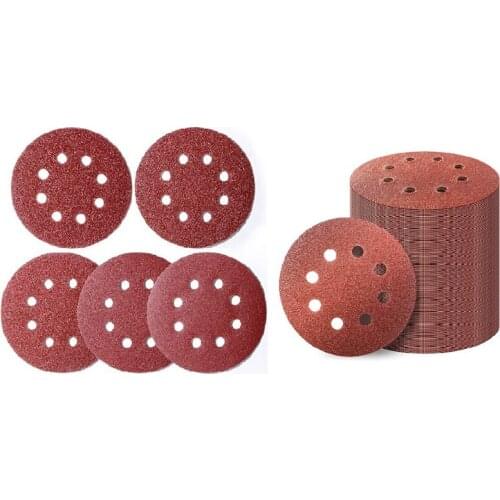 200PCS 8 Hole Hook And Loop Sanding Discs 40/60/80/120/180 Grit Sand Paper With 60/80/120/180/240/320/400 Grit Sandpaper