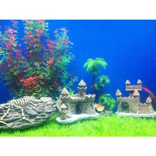 2020 Aquarium Resin Craft Fish Tank Landscape Decor Castle Castle Aquarium Decoration Background Plants Stone Islande