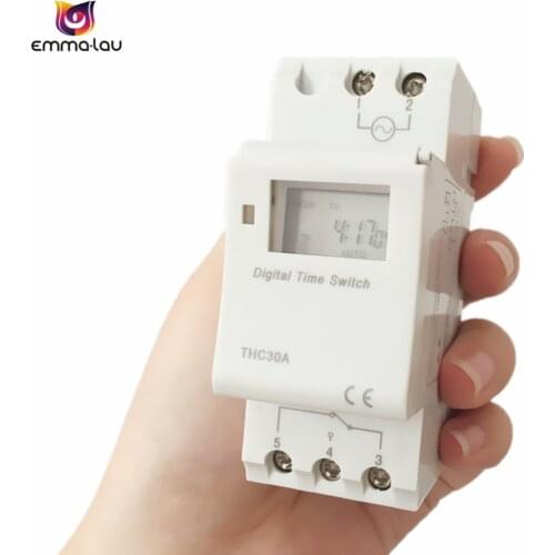30A Electronic 7 Days Weekly Programmable Timer 220V 110V 24V 12V Digital LCD AC DC Relay DIN Rail Auto On/Off Time Switch