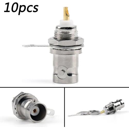 Artudatech 10Pcs Connector BNC Female Jack Bulkhead Solder Panel Mount Straight Plug Parts