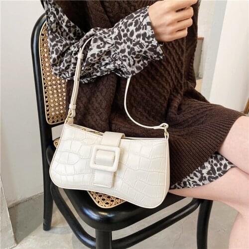 White Small Clutch Pillow Women Bag High Quality Leather Shoulder Messenger Female Bag Stone Pattern Armpit Crossbody Ladies Bag