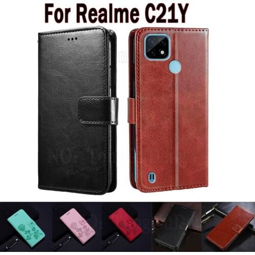 Leather Cover For Realme C21Y Case Etui Wallet Flip Stand Funda Book On Realme C 21y C21 Y RMX3261 Case Magnetic Card Hoesje Bag