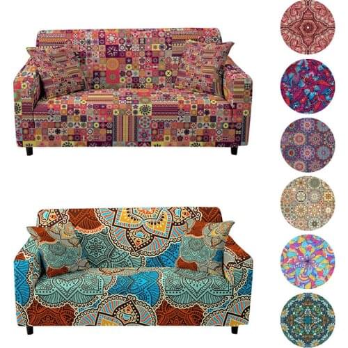 Elastic Sofa Silpcover Mandala Printing Corner Sofa Cover Stretch Sectional Couch Cover for Living Room Funda de Sofá
