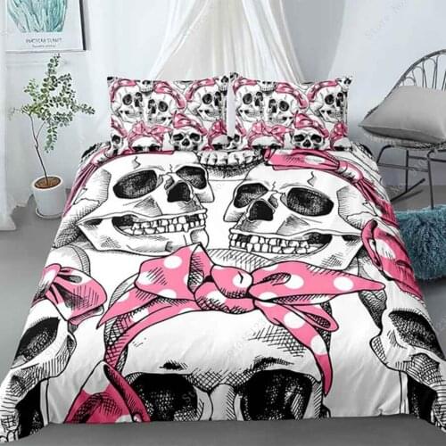 3D skull printed bedding set king size duvet cover and pillowcase bedding luxury home textiles for halloween decoration