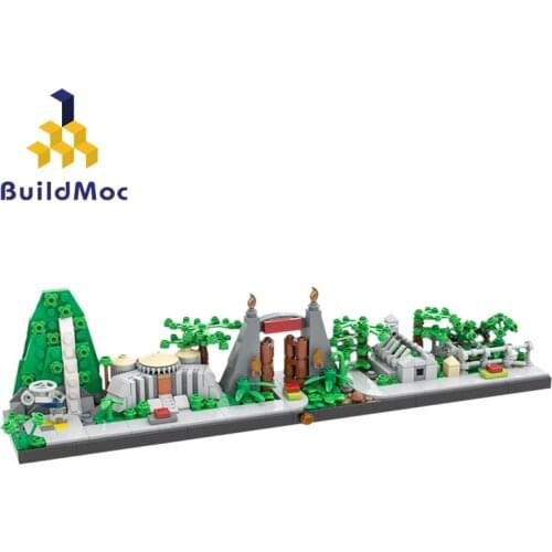 Buildmoc New Jurassic Dinosaur World Park Skyline Tree Forest Animal Building Blocks Compatible City DIY Bricks Kids Toys