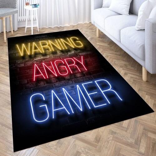 Angry gamer quote Carpet for Living Room 3D Anime Cartoon Rug Gamer Teen Room Bedside Lounge Rug Kids Children Floor Mats