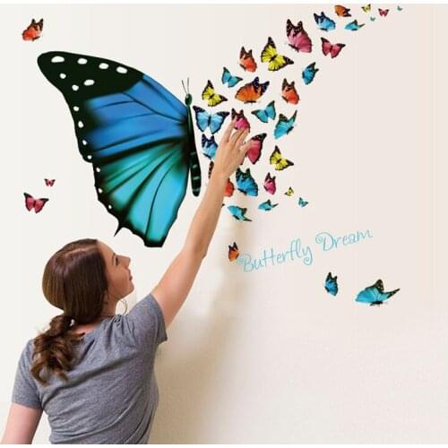 Beautiful Butterfly Joy Wall Sticker Bedroom For Children Wall Decor Poster Base Art DIY Home Decoration Wall Paper