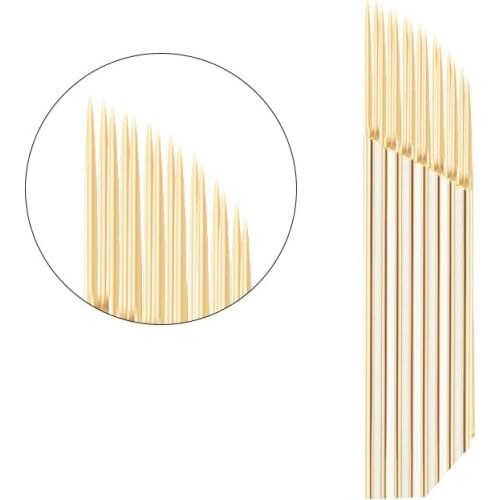 10PCS Golden 2 Row 15 needle Permanent Makeup Eyebrow Tattoo Blade Microblading Needles For 3D Embroidery Tattoo Pen Machine